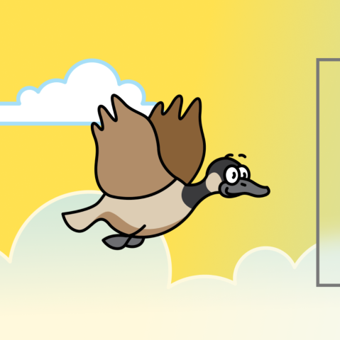 a cartoon picture of a goose flying