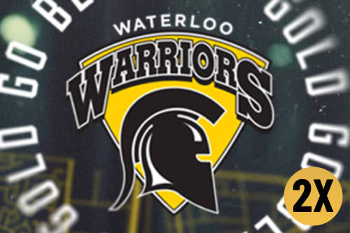 the Athletics Warriors logo with a text circle with '2X' on top